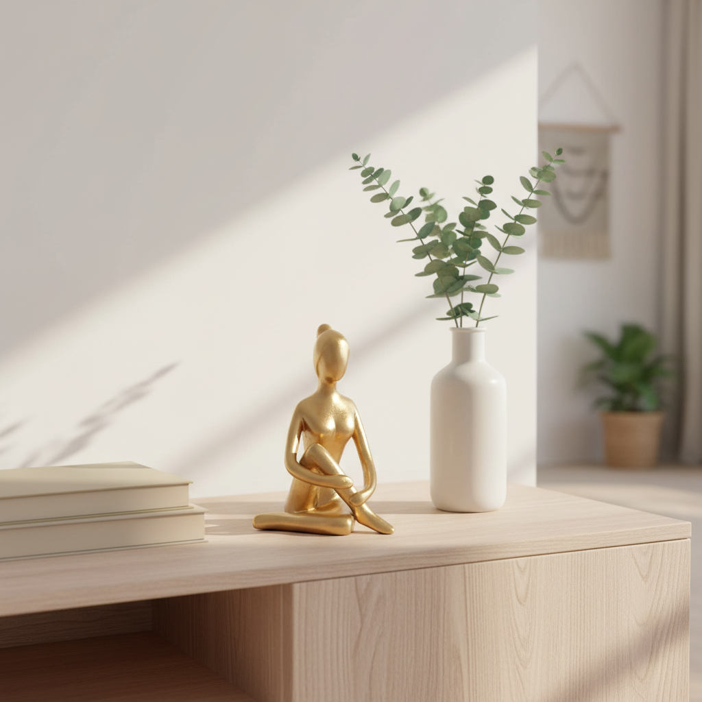 Nordic Golden Yoga Girl – Minimalist Sculpture for Modern Homes