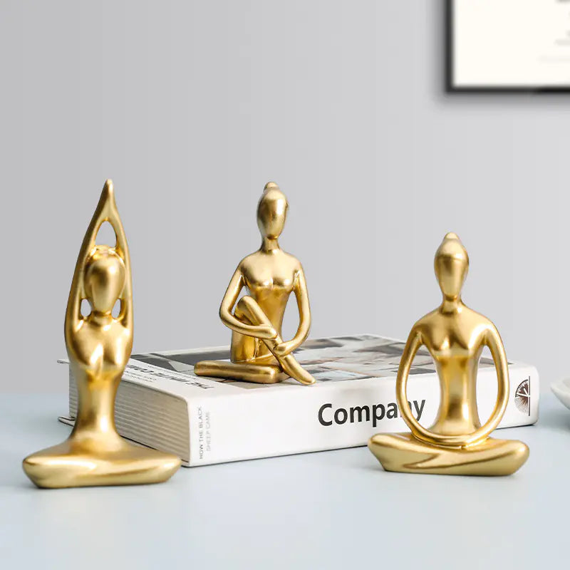 Nordic Golden Yoga Girl – Minimalist Sculpture for Modern Homes