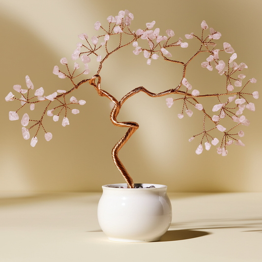 Zen Crystal Wealth Tree – Natural Stone & Ceramic Base