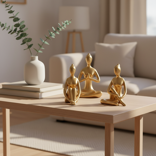 Nordic Golden Yoga Girl – Minimalist Sculpture for Modern Homes