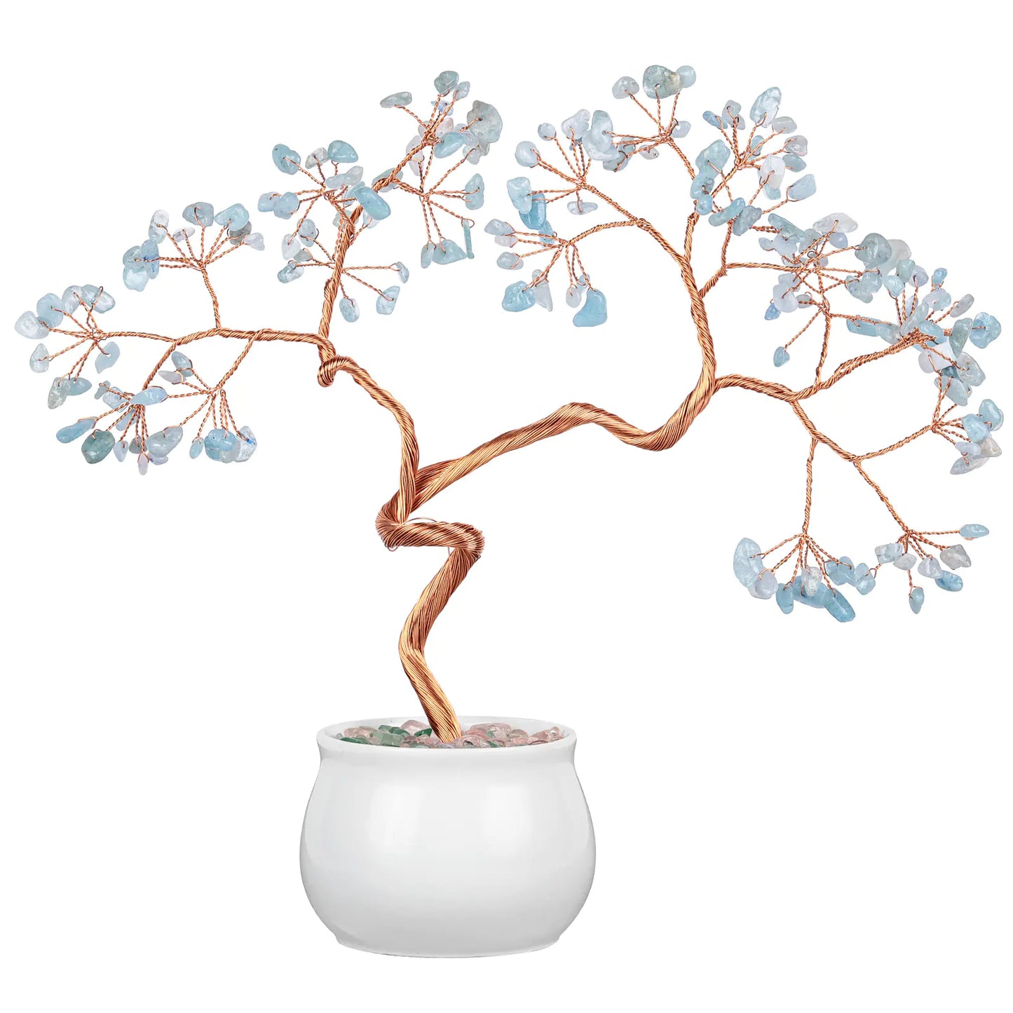 Zen Crystal Wealth Tree – Natural Stone & Ceramic Base