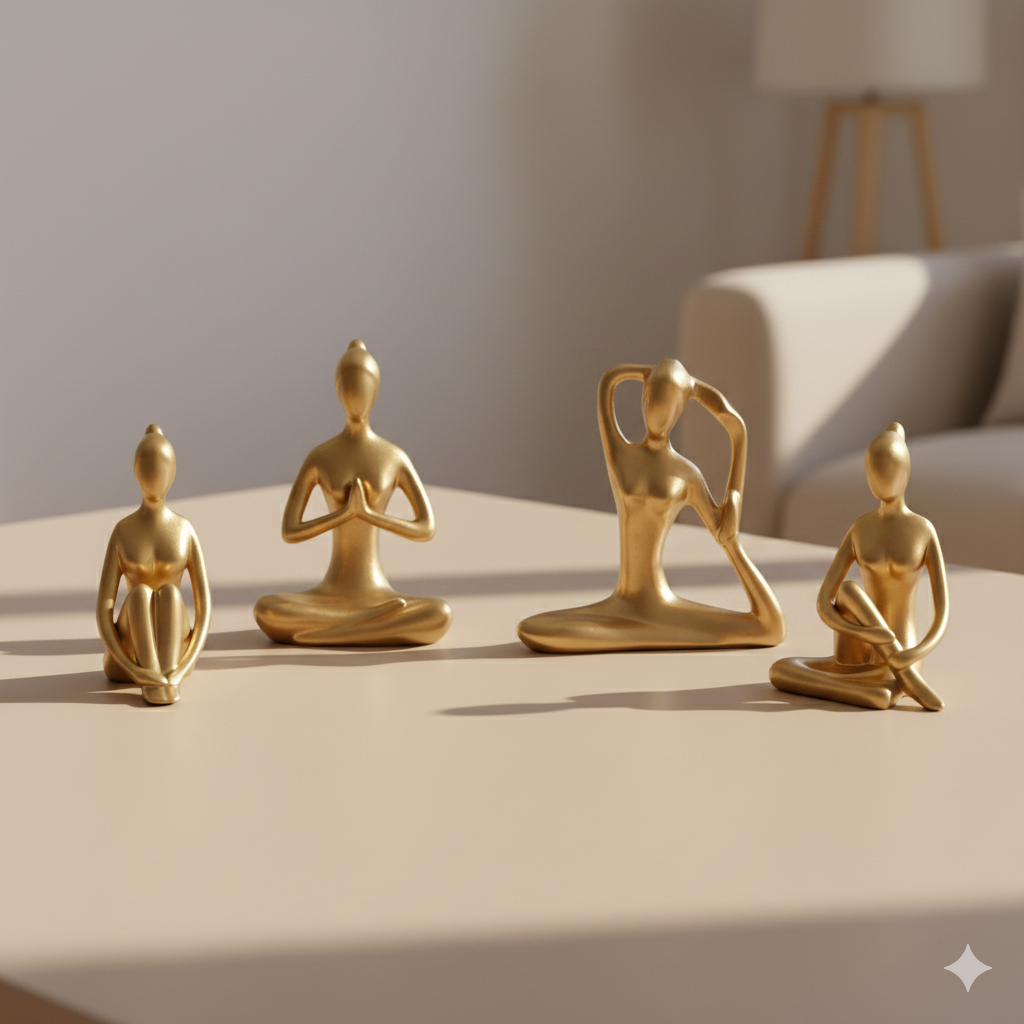Nordic Golden Yoga Girl – Minimalist Sculpture for Modern Homes