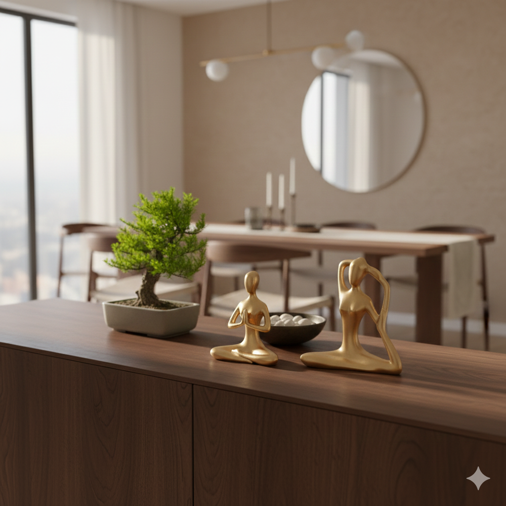 Nordic Golden Yoga Girl – Minimalist Sculpture for Modern Homes