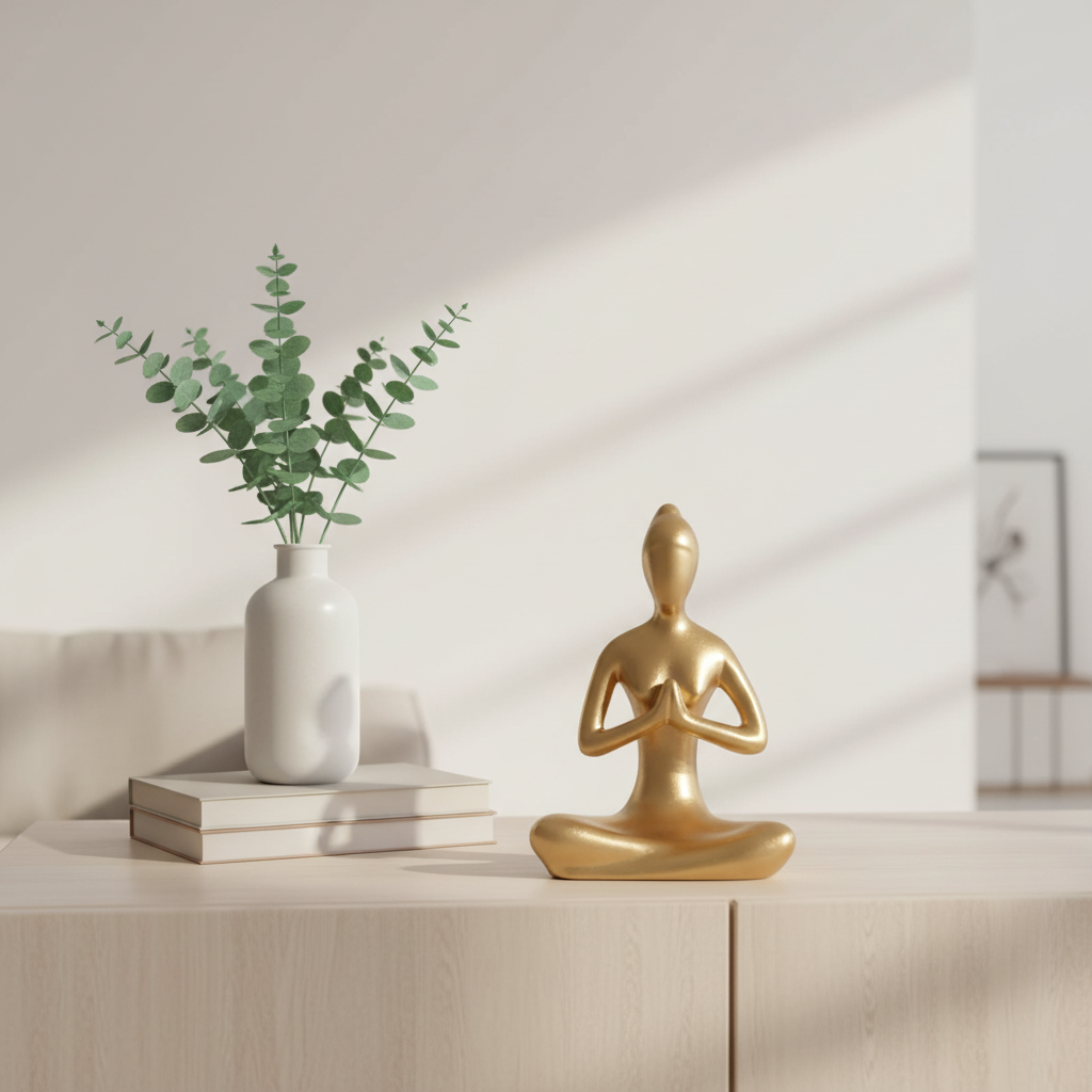 Nordic Golden Yoga Girl – Minimalist Sculpture for Modern Homes