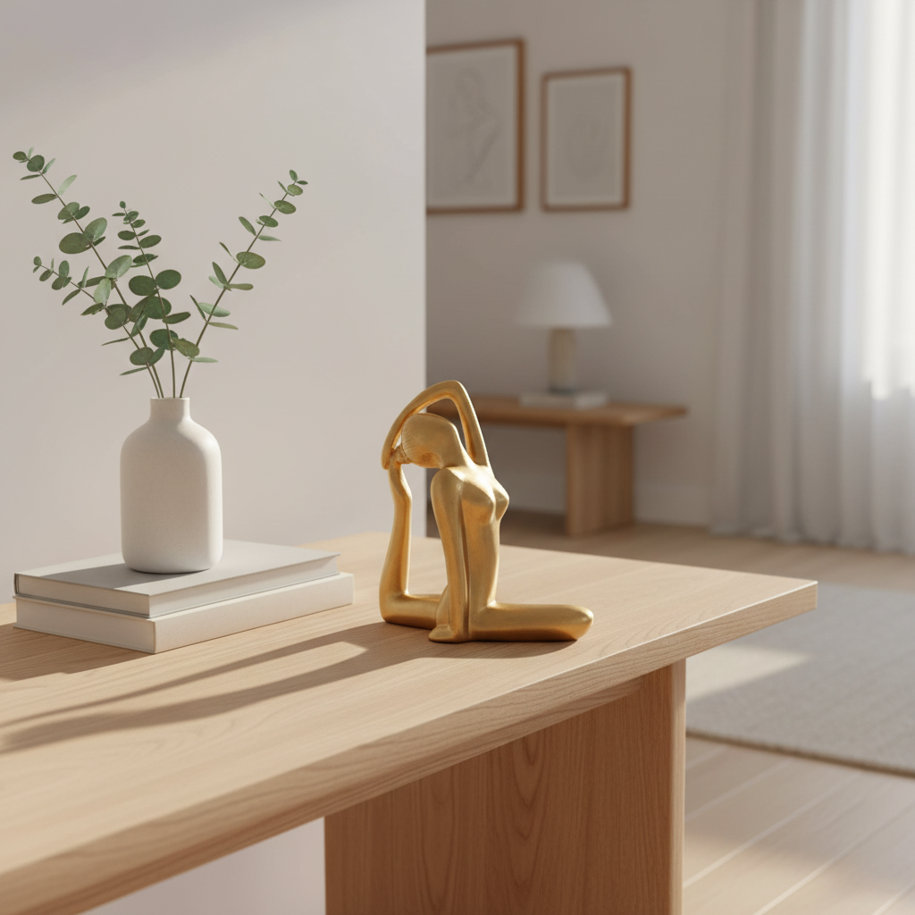 Nordic Golden Yoga Girl – Minimalist Sculpture for Modern Homes