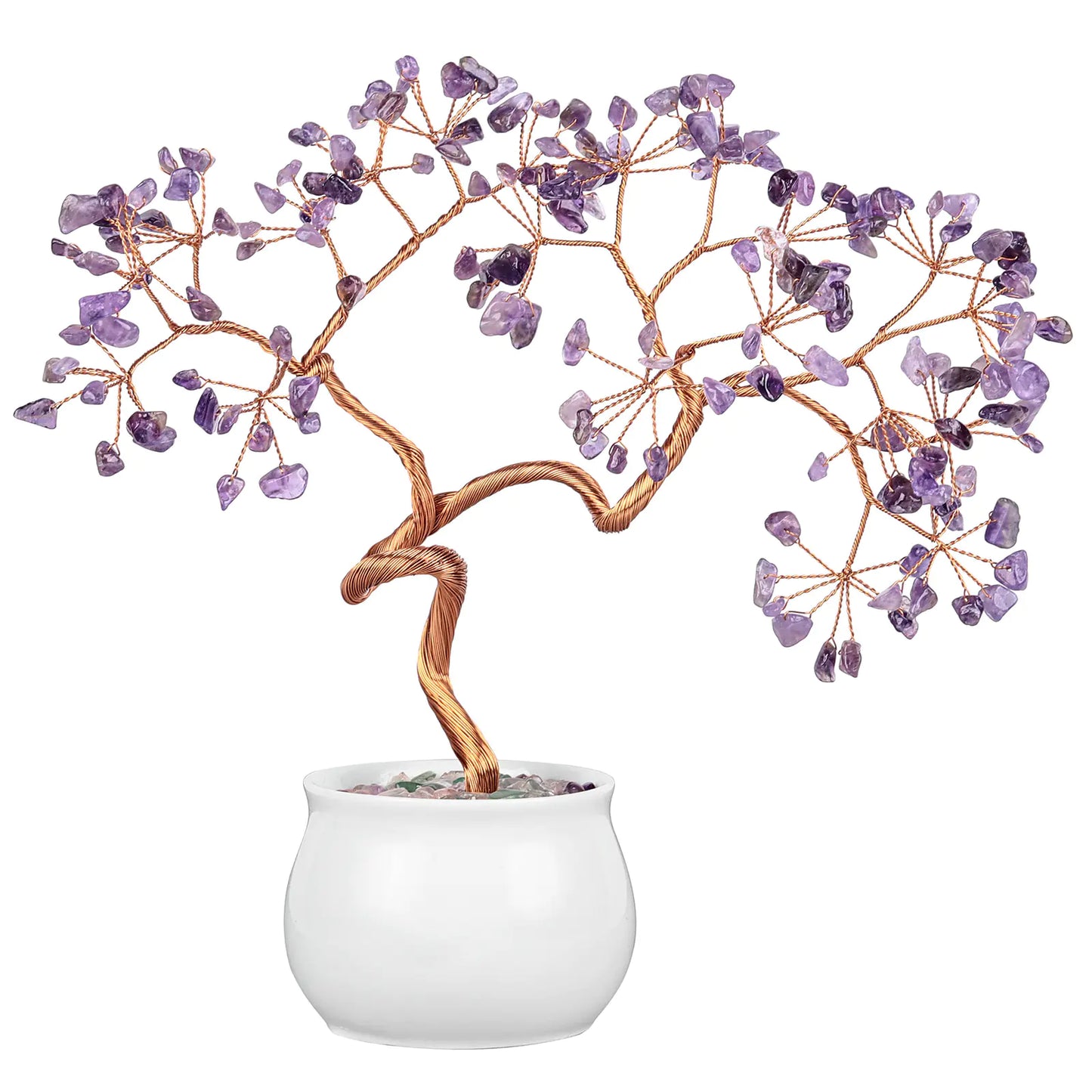 Zen Crystal Wealth Tree – Natural Stone & Ceramic Base