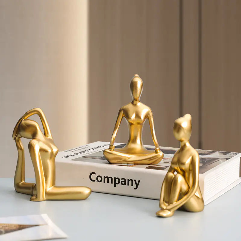 Nordic Golden Yoga Girl – Minimalist Sculpture for Modern Homes