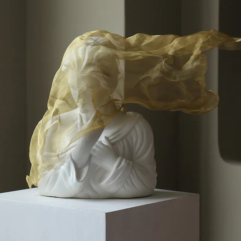 Nordic Veiled Girl Sculpture – Luxury Art Statement for Modern Homes