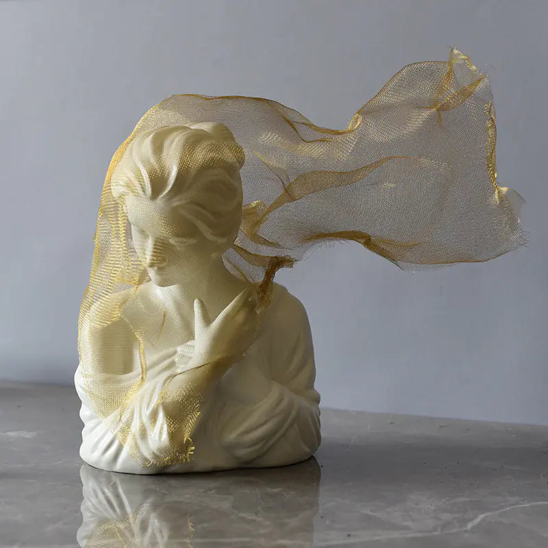 Nordic Veiled Girl Sculpture – Luxury Art Statement for Modern Homes